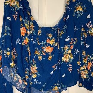 Off the shoulder Navy Jolt Floral Top